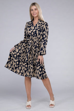 Lady in Love Leopard Pleated Midi Dress