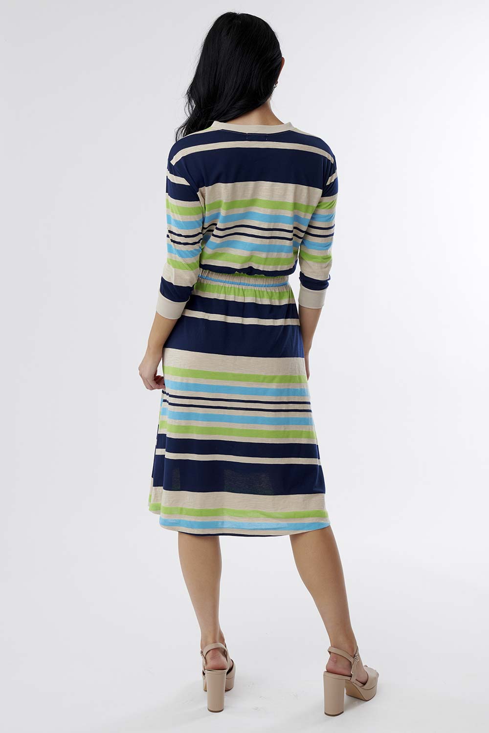 Joyful Striped Drawstring Midi Dress