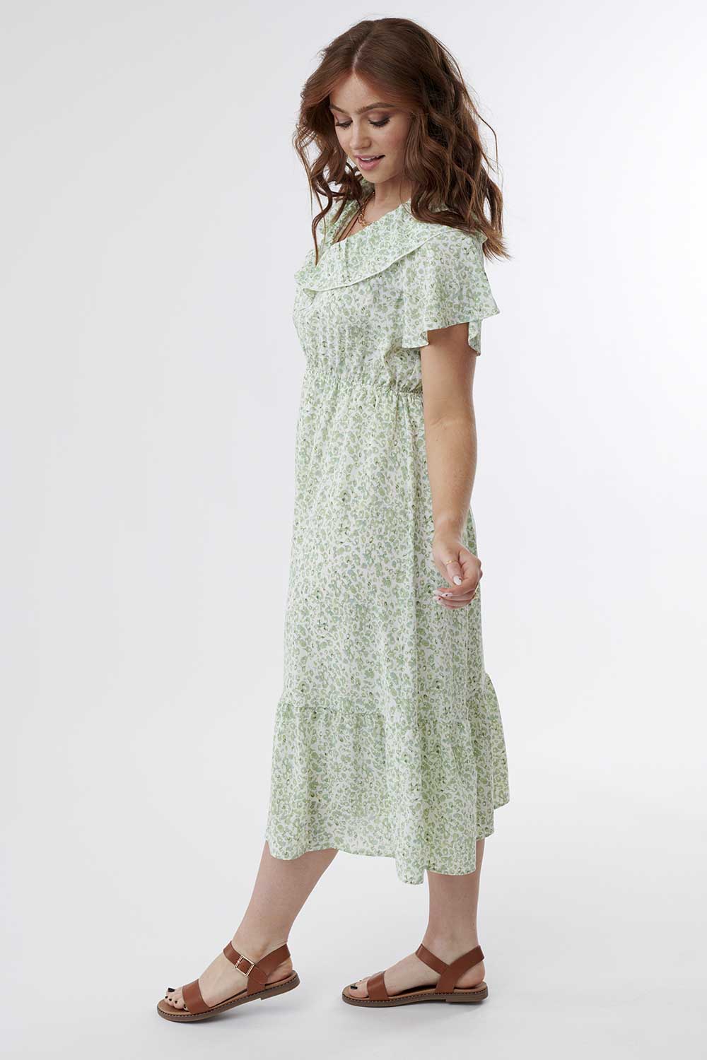 True To You Green Floral Midi Dress