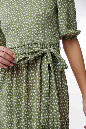 Optimistic Floral Green Midi Dress