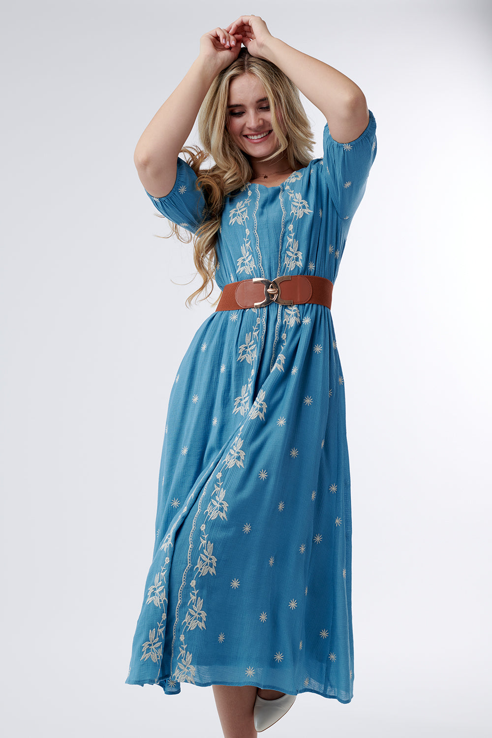 Lily Embroidered Midi Dress