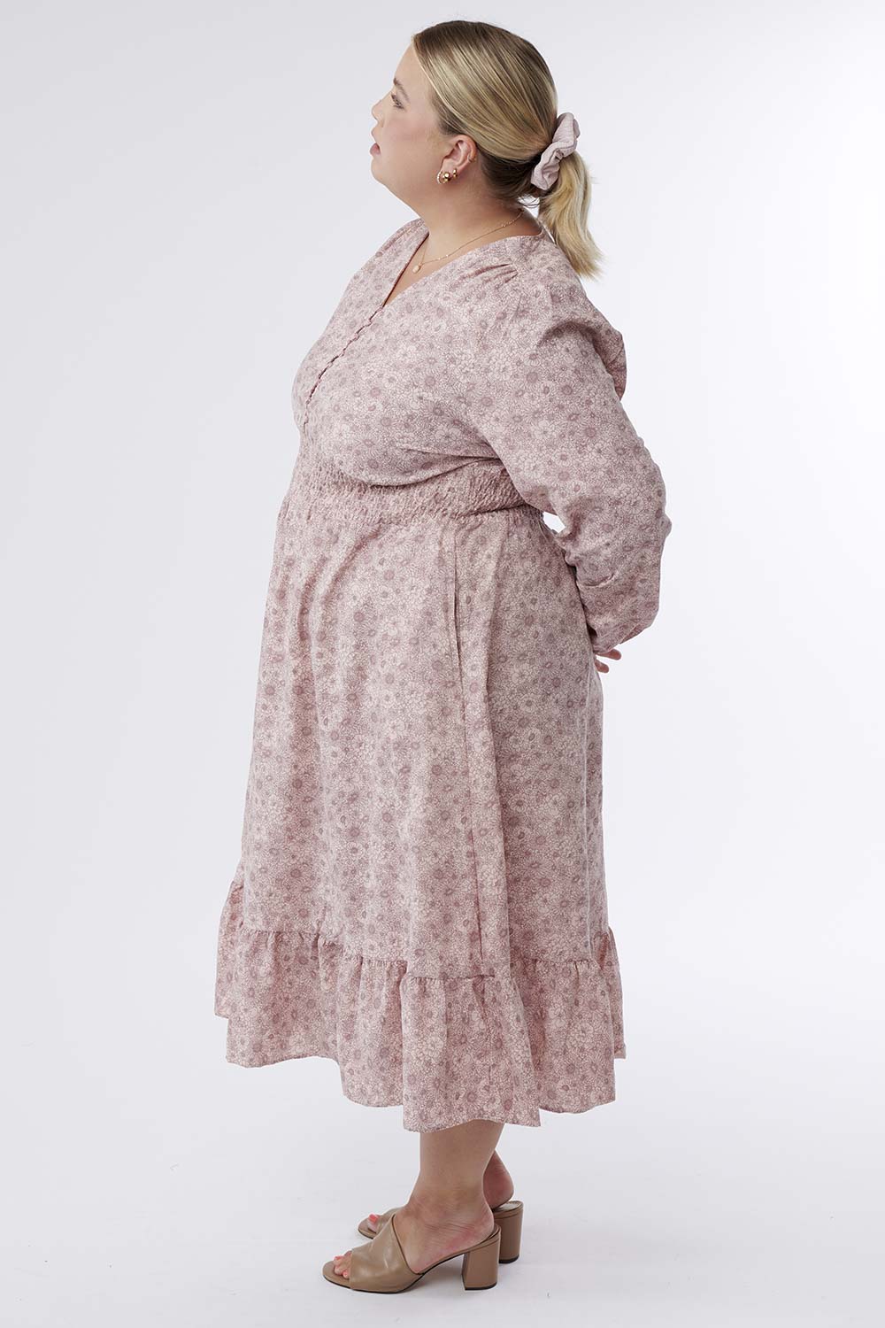Chloe Smocked Waist Midi Dress- Floral