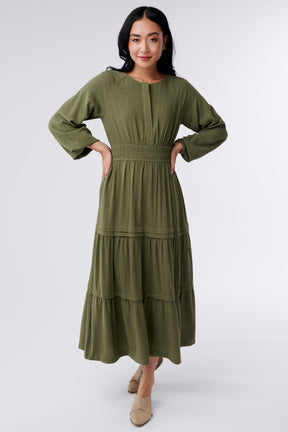 Eloise Tiered Dress-Green