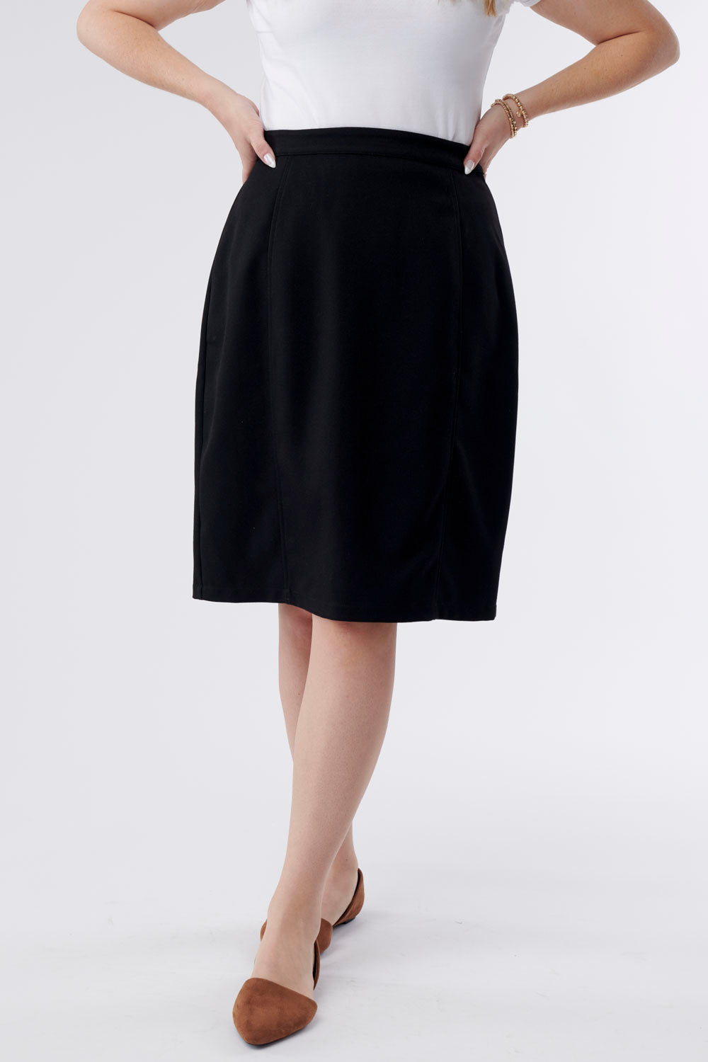 Emma Black Pencil Knee Length Skirt