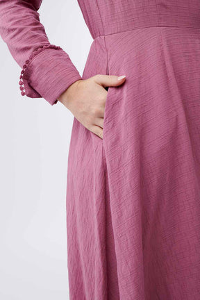 Layla Pink Lace Sleeve Midi Dress