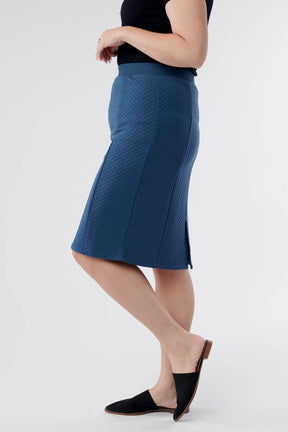 Isabella Jacquard Knit Pencil Skirt -Blue