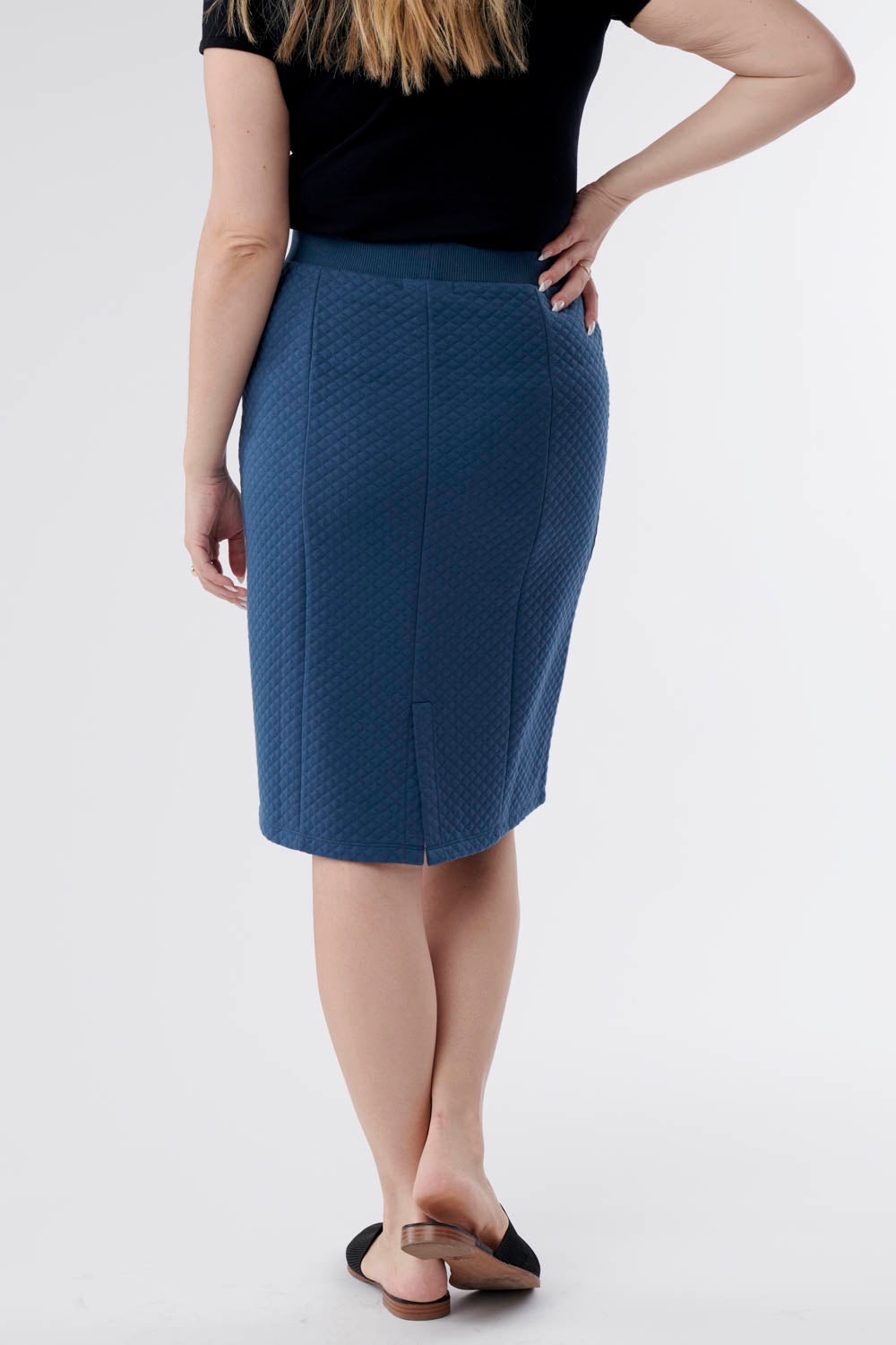 Isabella Jacquard Knit Pencil Skirt -Blue