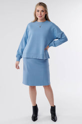Gabriella Jacquard Knit Sweater Top-Light Blue