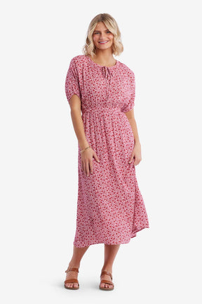 Sabrina Pink Floral Midi Dress