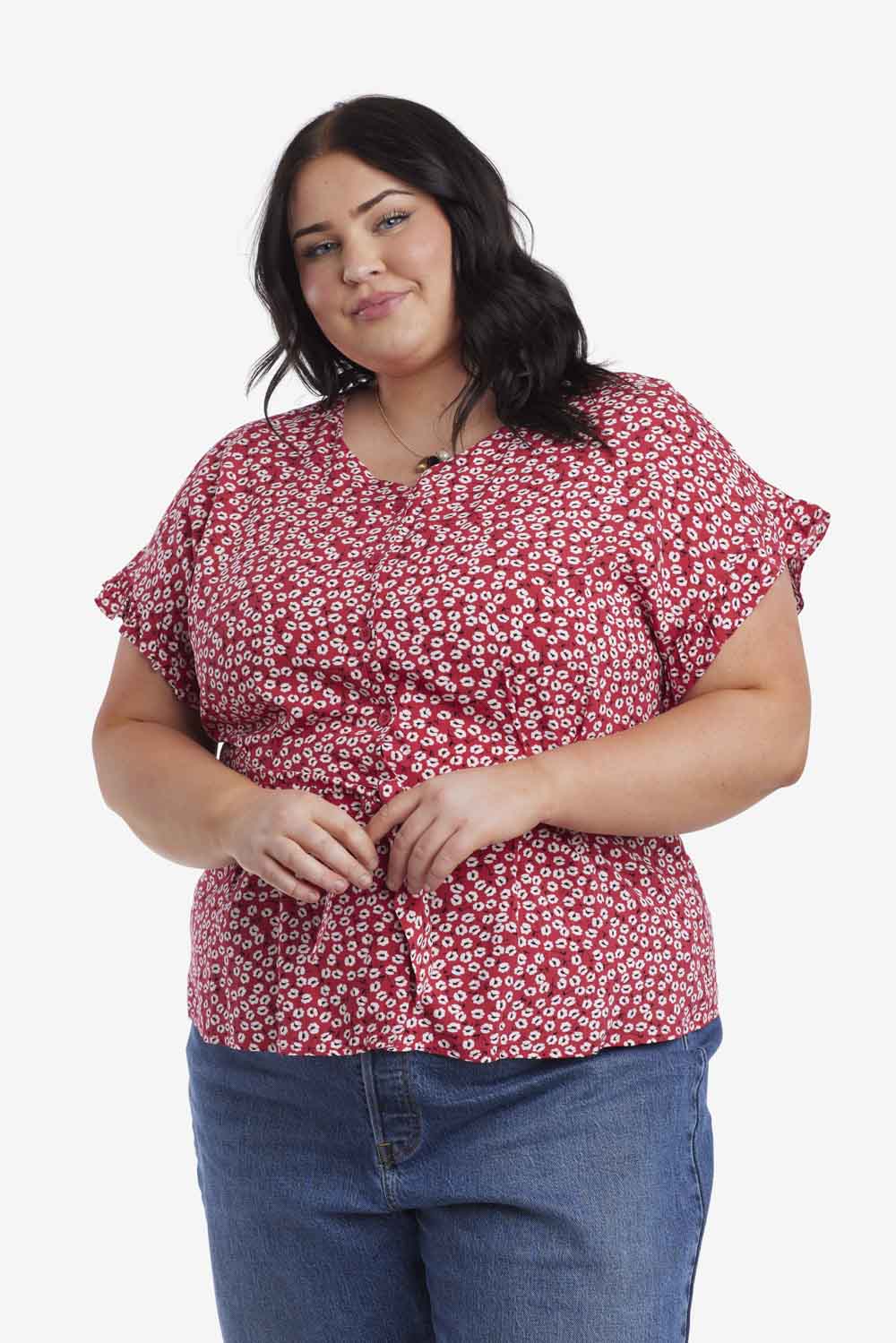 Joselyn Red Floral Top