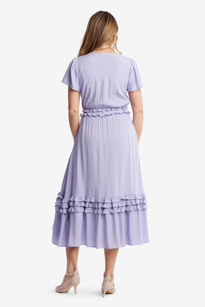 Fiona Ruffled Midi Dress- Lavender
