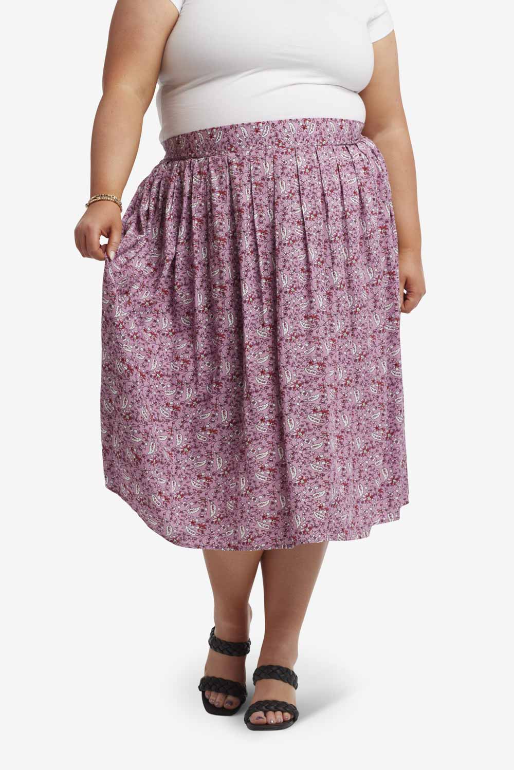 Reina Paisley Pleated Skirt