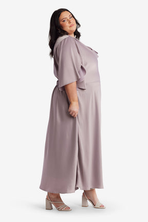 Luna Cowl Neckline Midi Dress-Purple