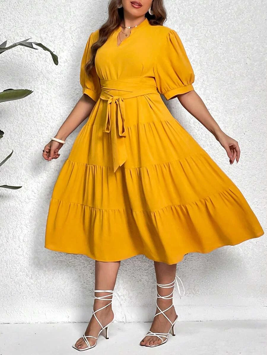 Curvy In Love Forever Yellow Midi Dress