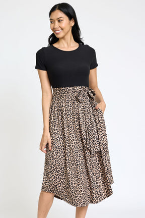 Eunice Contrast Knitted Leopard Dress