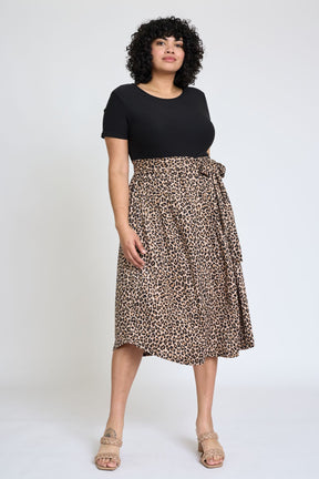 Curvy Eunice Contrast Knitted Leopard Dress