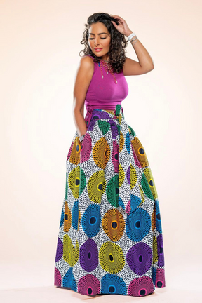 Tribal Printed Maxi Pleated Skirt