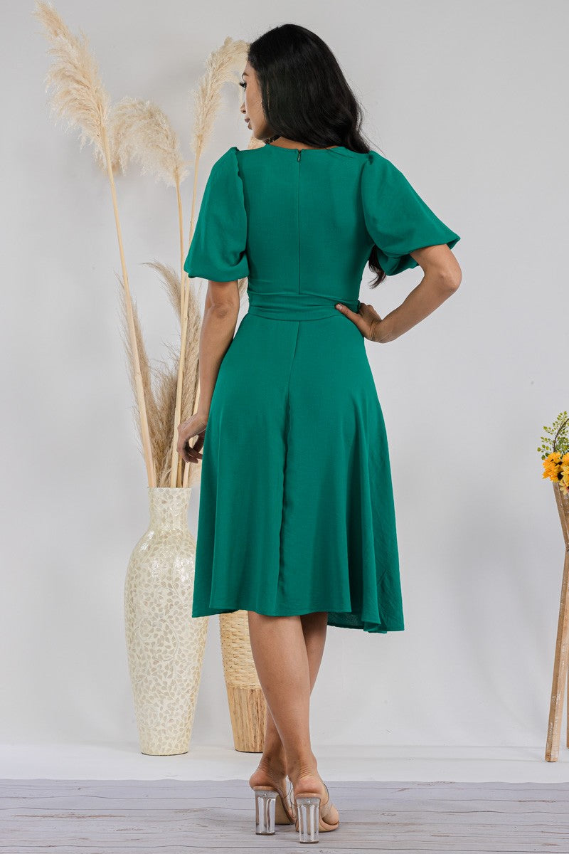 Cinthia Princess Sleeve Midi Dress- Green