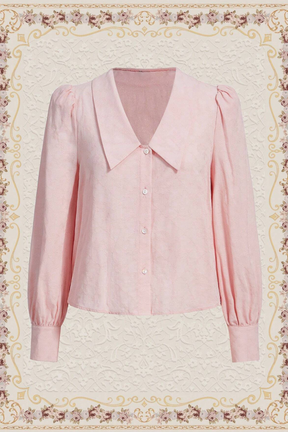 Gianna Pink Lapel Collared Vintage Top