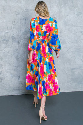 Margaret Floral Pleated Midi Dress