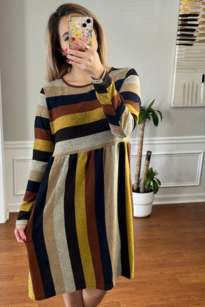 Stay Warm Striped Midi Dress