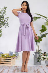 Keep it Stylish Belted Midi Dress-Lilac