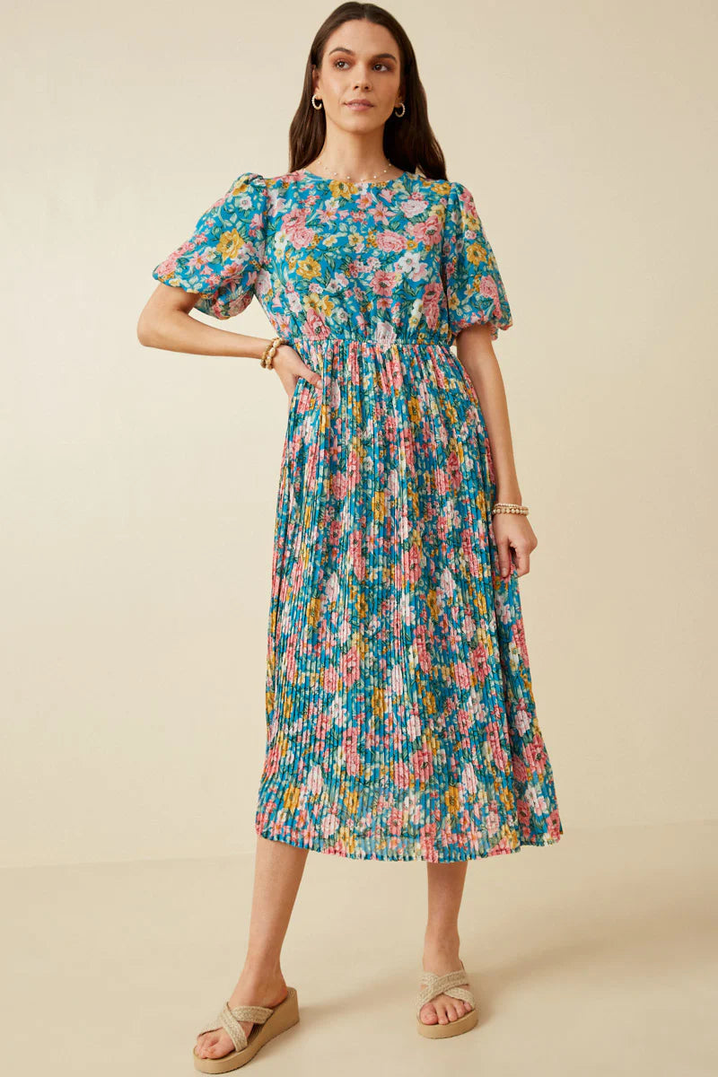 Esperanza Floral Pleated Midi Dress