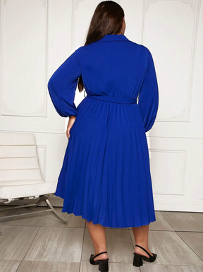 Keep Glowing Blue Pleated Midi Dress