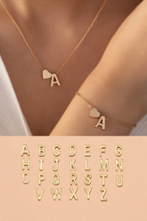 Initial Necklace & Bracelet Set