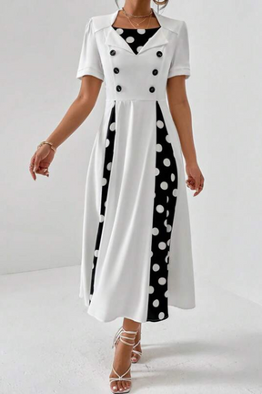 Retro Classy Polka Dot Button Dress