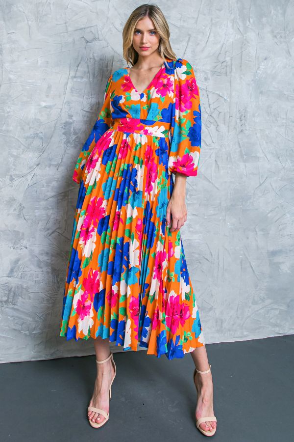 Margaret Floral Pleated Midi Dress