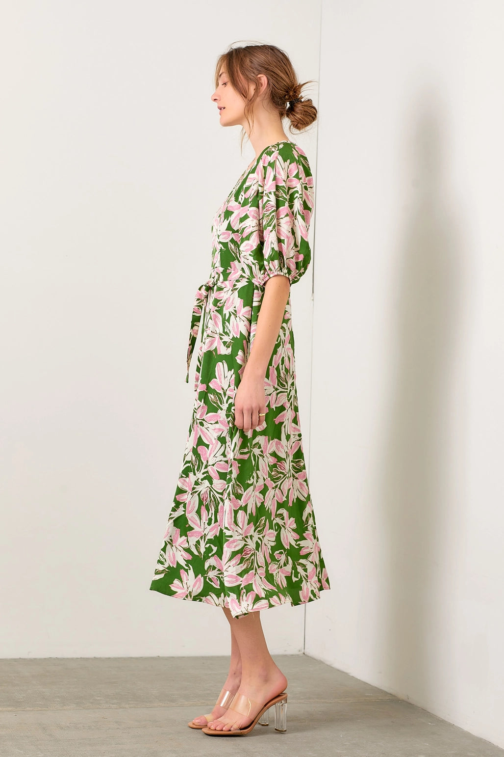 Darby Floral Puff Sleeve Midi Dress