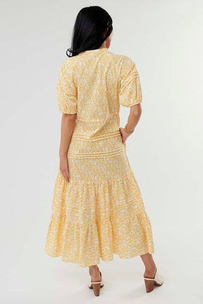 My Turn to Shine Yellow Floral Midi Dress