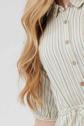Practical Striped Button Down Midi Dress