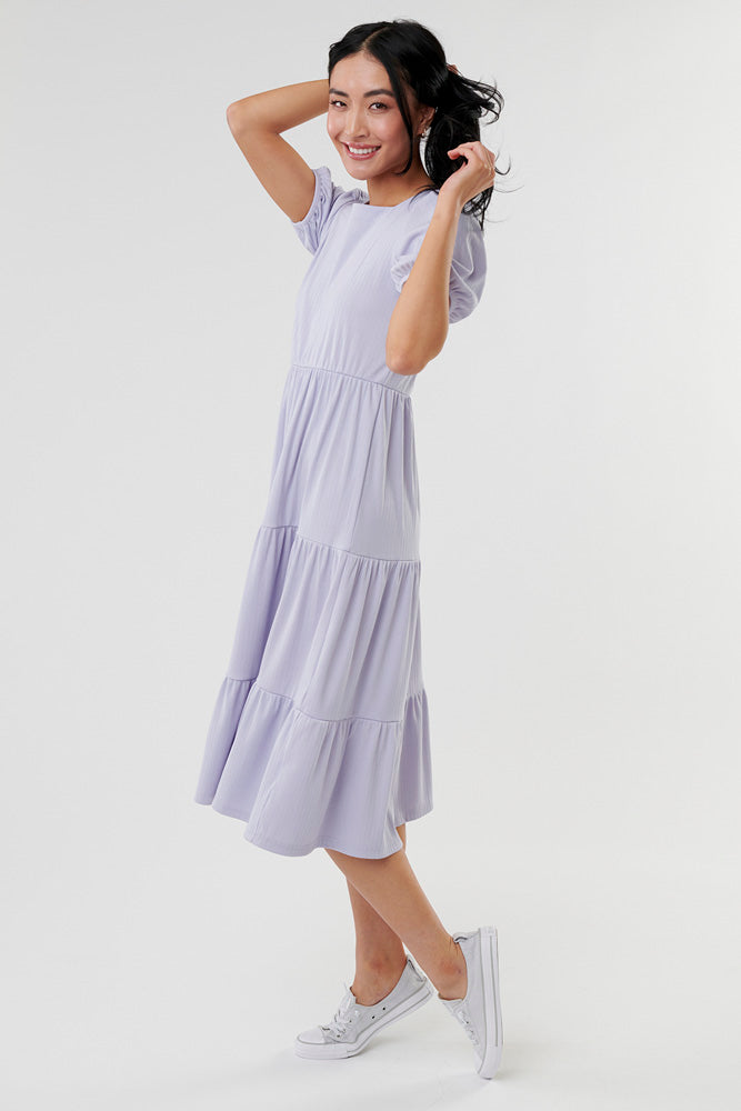 Closer to You Lilac Tired Midi Dress