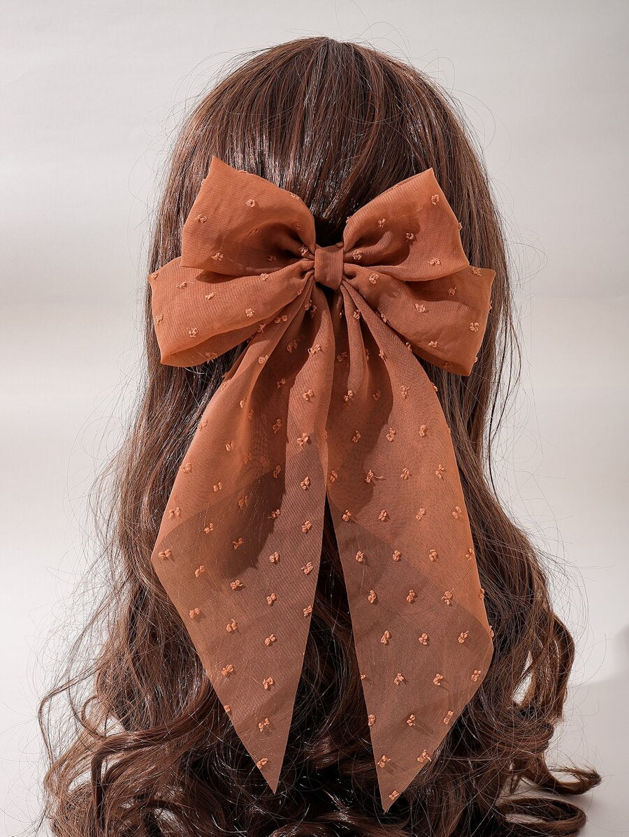 Romantic Swiss Dot Oversized Bow Hair Clip
