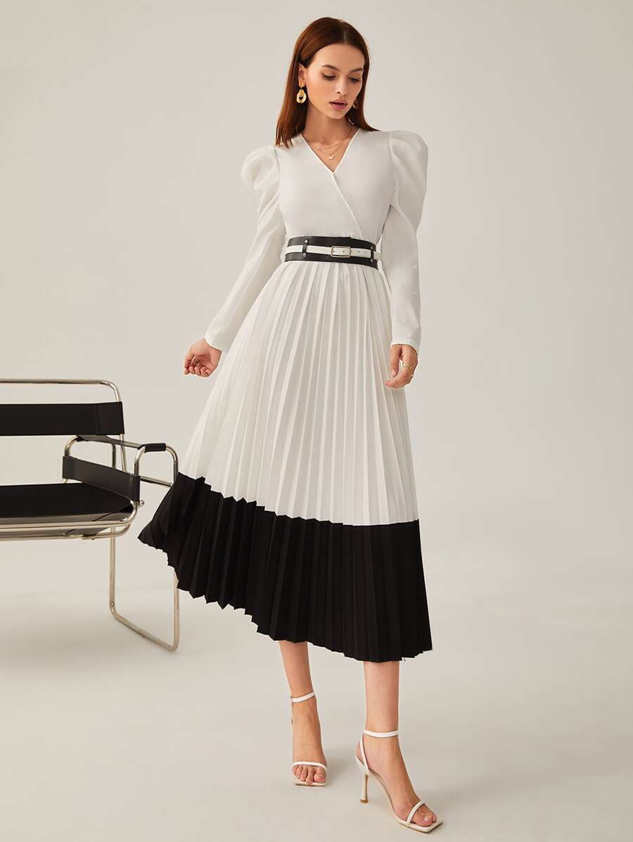 Days Like Today Color-block Pleated Dress