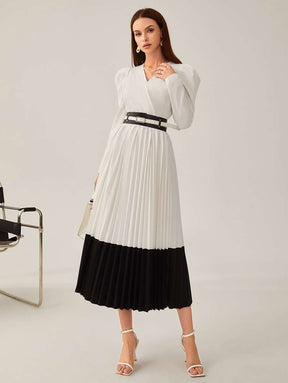 Days Like Today Color-block Pleated Dress