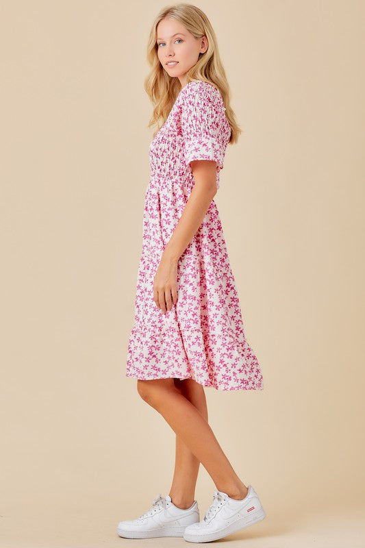 Simply Lovely Smocked Floral Midi Dress
