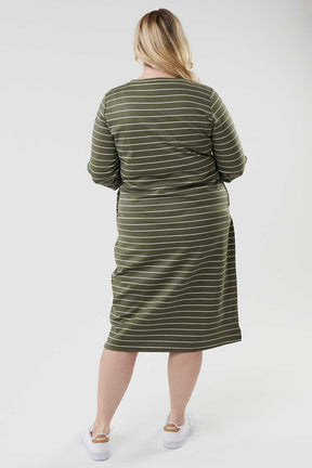 Any Weather Green Striped Sheath Dress