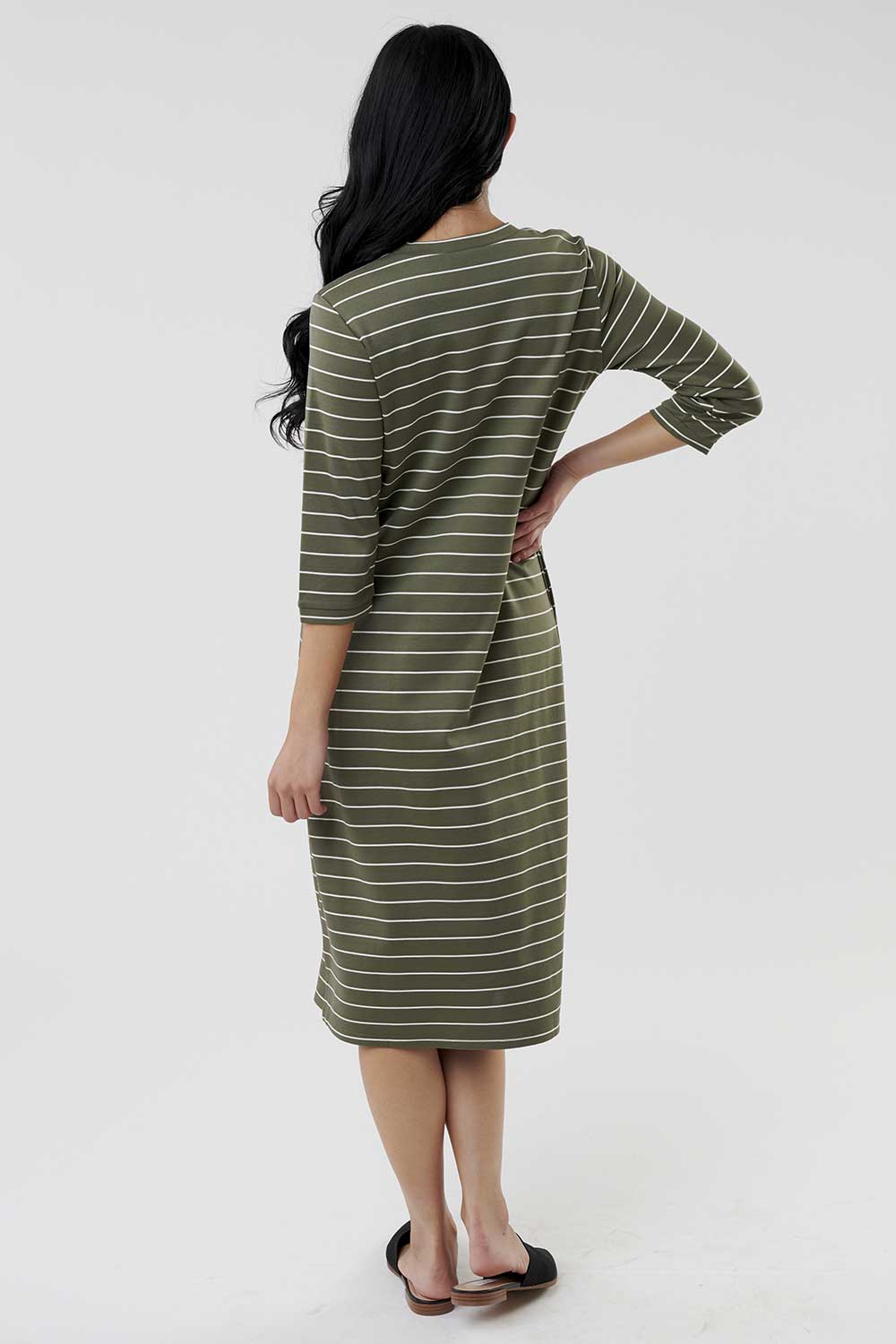 Any Weather Green Striped Sheath Dress