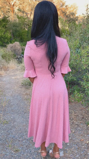 Beyond Pink Knit Midi Dress
