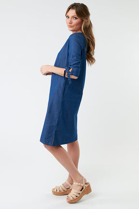 For the Weekend Denim Bow Midi Dress
