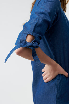 For the Weekend Denim Bow Midi Dress