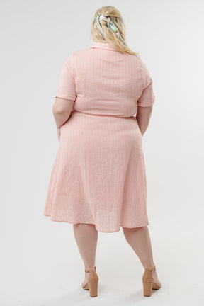 I love Pink Button Midi Dress