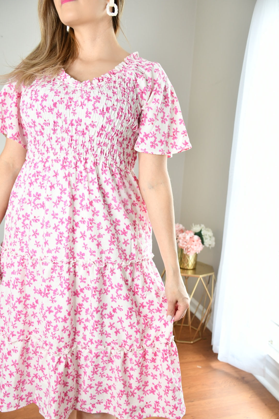 Simply Lovely Smocked Floral Midi Dress