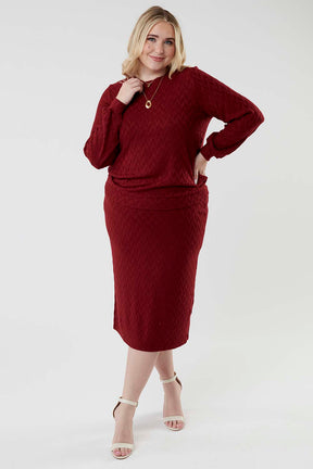 Positive Thoughts Knit Pencil Skirt-Burgundy