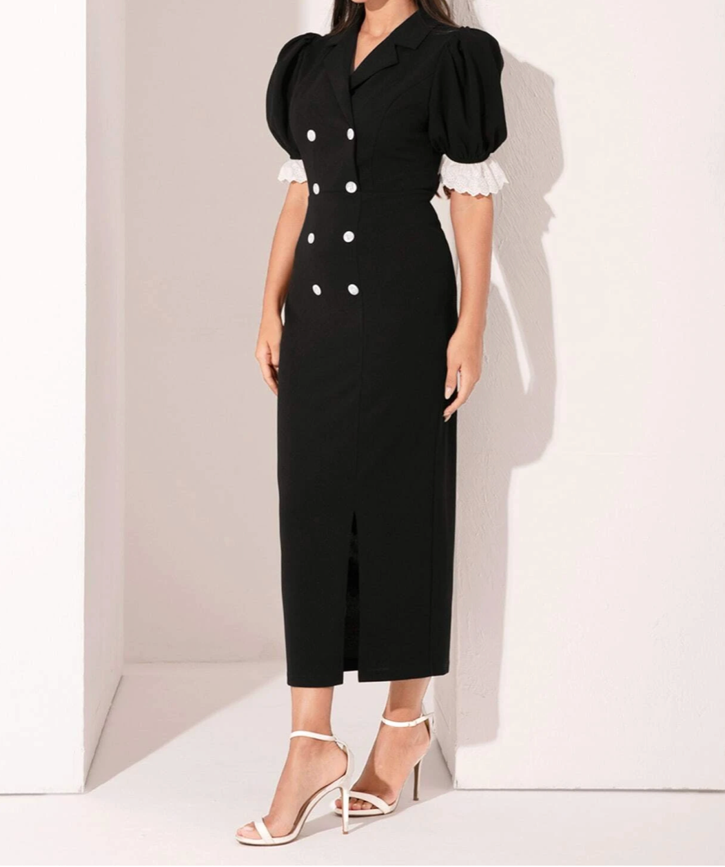 Executive Day Double Breasted Midi Dress
