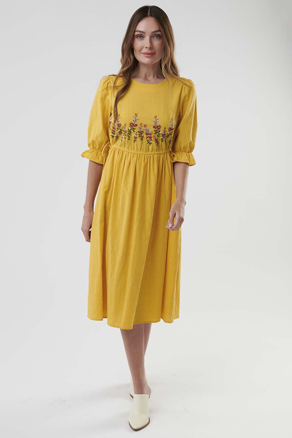 Dancing in a Dream Embroidered Yellow Dress