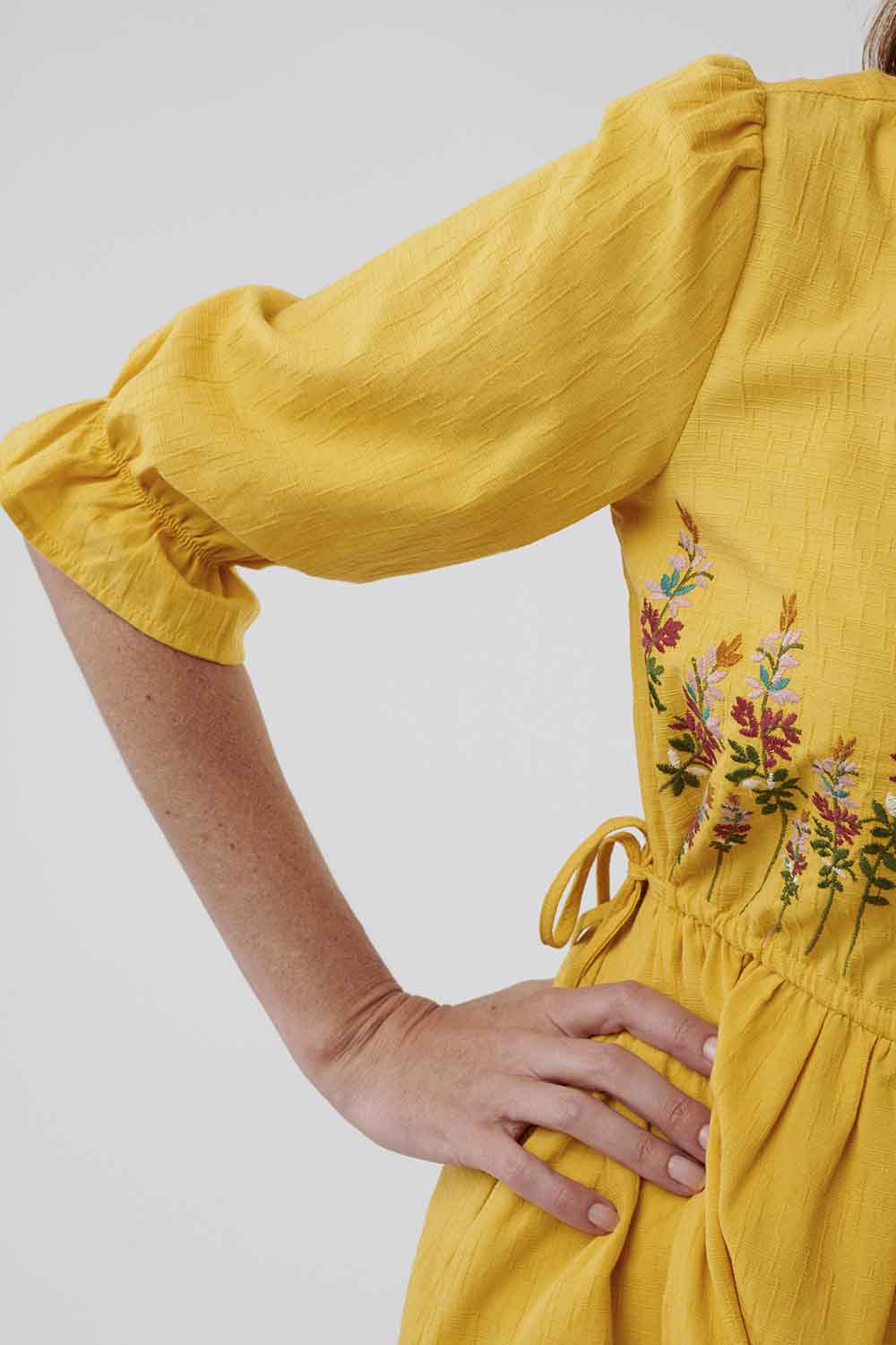 Dancing in a Dream Embroidered Yellow Dress
